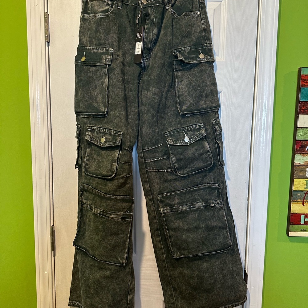 Fashion Nova Charcoal Cargo Pants